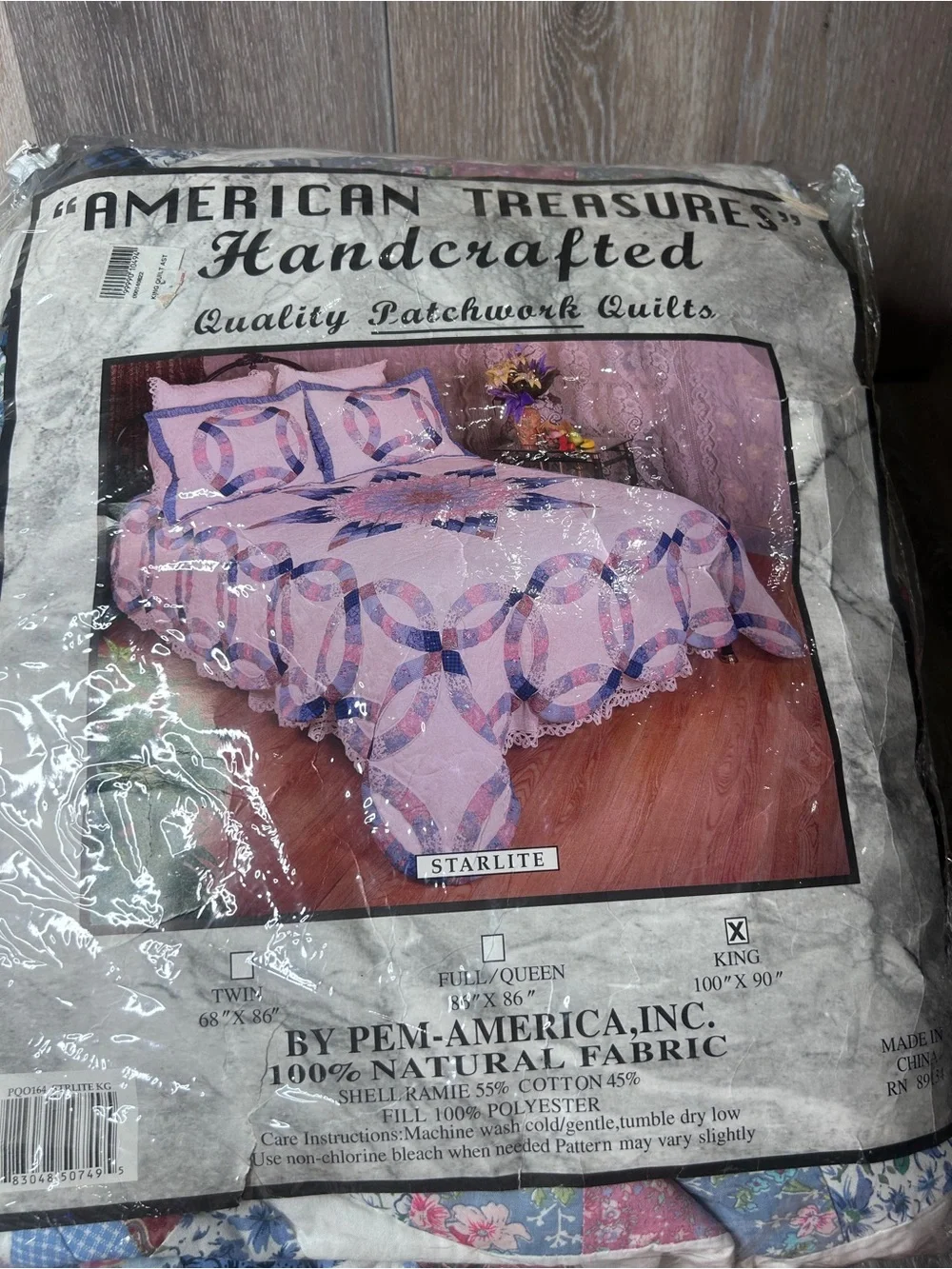 American Treasures “Starlite” Patchwork Quilt King Size •Handcrafted Vintage New